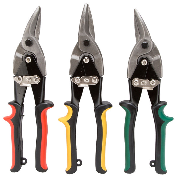 Vulcan NTS03 Aviation Snips Set, 10-1/8 in OAL, Left/Right/Straight Cut, Carbon Steel Blade, Cushion Grip Handle [SKU: ORG7146459]