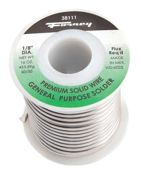 Forney 38111 Solder, 16 oz, Solid, Silver/White, 421 deg F Melting Point [SKU: ORG8915555]