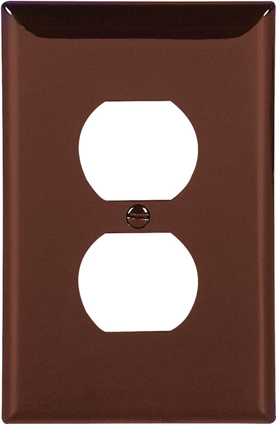 Eaton Wiring Devices 5132B-BOX Receptacle Wallplate, 4-1/2 in L, 2-3/4 in W, 1 -Gang, Nylon, Brown, High-Gloss [SKU: ORG0466359]