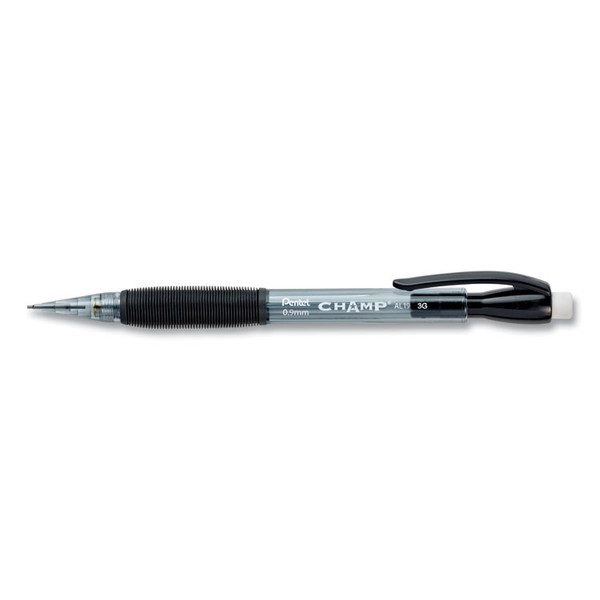 Champ Mechanical Pencil, 0.9 mm, HB (#2.5), Black Lead, Translucent Black Barrel, Dozen [SKU: PENAL19A]