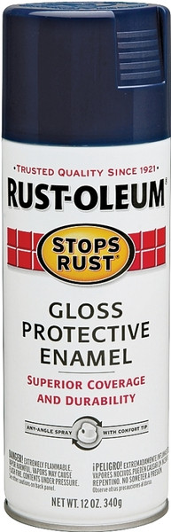 RUST-OLEUM STOPS RUST 7723830 Protective Enamel Spray Paint, Gloss, Navy Blue, 12 oz, Aerosol Can [SKU: ORG6123236]