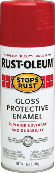 RUST-OLEUM STOPS RUST 7763830 Protective Enamel Spray Paint, Gloss, Carnival Red, 12 oz, Aerosol Can [SKU: ORG6712749]