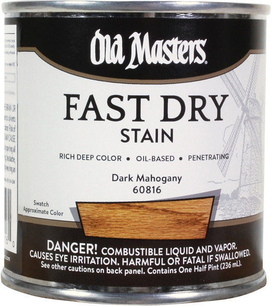 Old Masters 60816 Fast Dry Stain, Dark Mahogany, Liquid, 1/2 pt [SKU: ORG1113745]