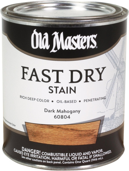 Old Masters 60804 Fast Dry Stain, Dark Mahogany, Liquid, 1 qt [SKU: ORG1114578]