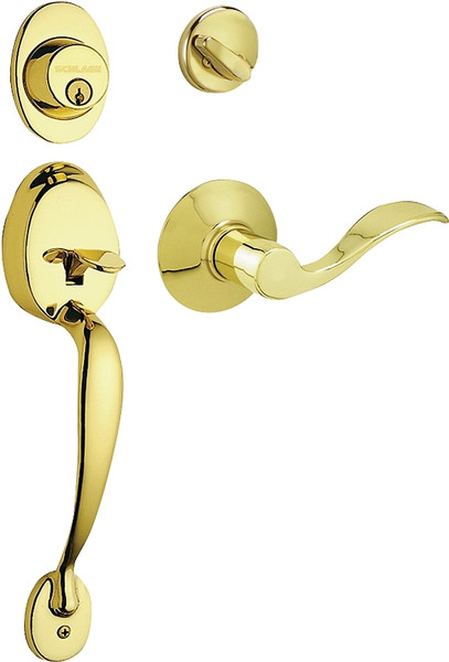 Schlage Plymouth Series F60V PLY/ACC 505 Handleset, 1 Grade, Keyed Different Key, Solid Brass, Brass, C Keyway [SKU: ORG0181610]