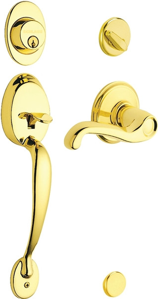 Schlage Plymouth Series F60V PLY/FLA 505 Handleset, 1 Grade, Keyed Different Key, Brass, Brass, 2-3/8 x 2-3/4 in Backset [SKU: ORG5493960]