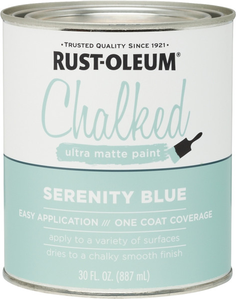 RUST-OLEUM Chalked 285139 Chalked Paint, Ultra Matte, Serenity Blue, 30 oz, Quart [SKU: ORG5262134]