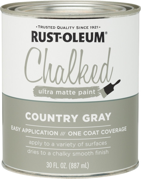 RUST-OLEUM Chalked 285141 Chalked Paint, Ultra Matte, Country Gray, 30 oz, Quart [SKU: ORG5262159]