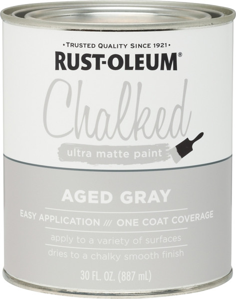 RUST-OLEUM Chalked 285143 Chalked Paint, Ultra Matte, Aged Gray, 30 oz, Quart [SKU: ORG5262175]