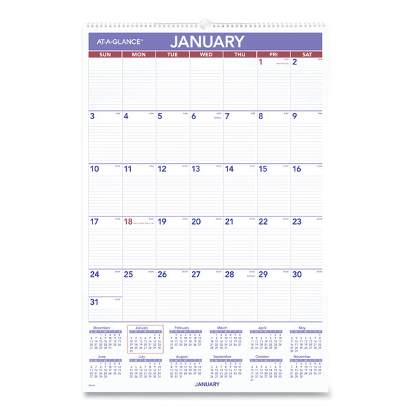 Monthly Wall Calendar with Ruled Daily Blocks, 20 x 30, White Sheets, 12-Month (Jan to Dec): 2024 [SKU: AAGPM428]
