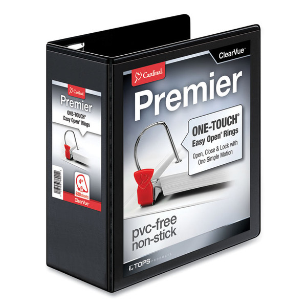 Premier Easy Open ClearVue Locking Slant-D Ring Binder, 3 Rings, 4" Capacity, 11 x 8.5, Black [SKU: CRD10341]
