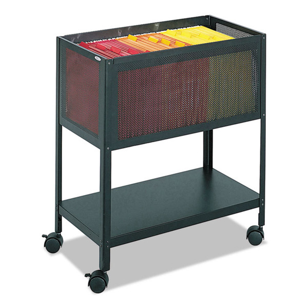 Open Top Mesh Tub, Metal, 1 Shelf, 1 Bin, 13.5" x 24.25" x 27.5", Black [SKU: SAF5350BL]