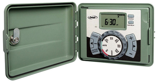 Orbit 57894 Indoor/Outdoor Timer, 120 V, 4 -Zone, 3 -Program, LCD Display, Plug-and-Go Mounting, Green [SKU: ORG8312662]