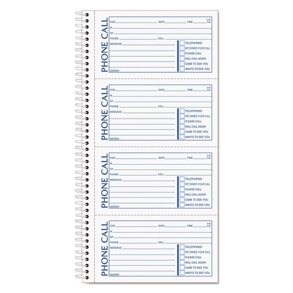 Second Nature Phone Call Book, Two-Part Carbonless, 5 x 2.75, 4 Forms/Sheet, 400 Forms Total [SKU: TOP74620]