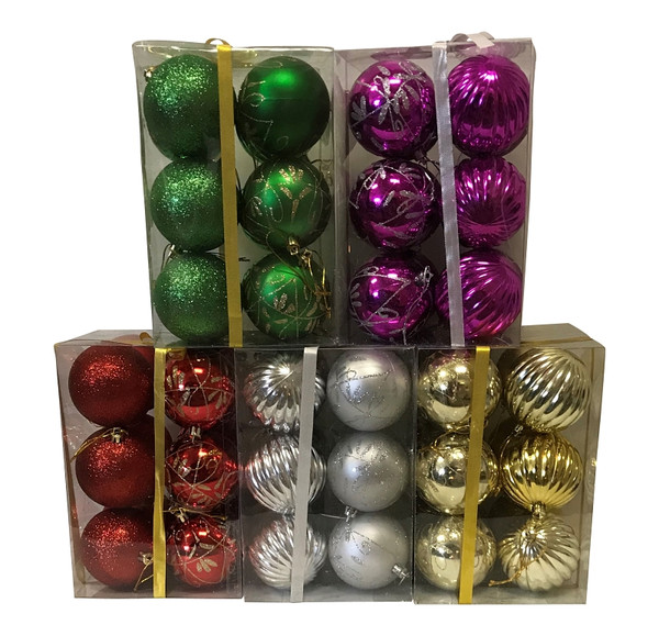 Hometown Holidays 99917 Decorated Ball Ornament, 80 mm H, PVC, Blue/Gold/Green/Purple/Red/Silver [SKU: ORG9525304]