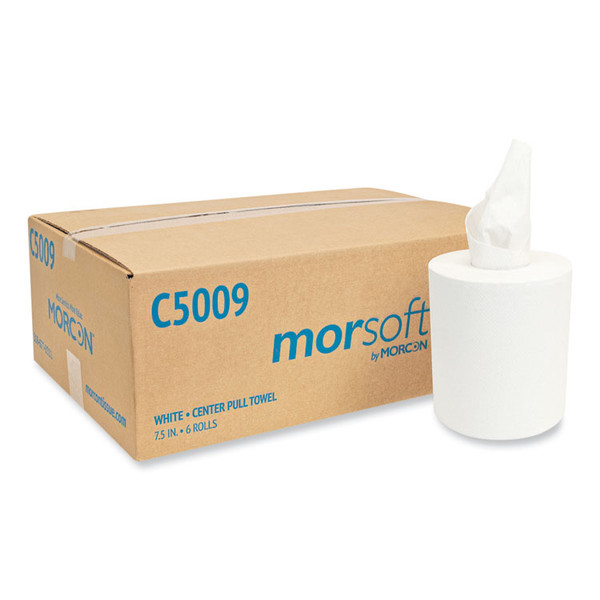 Morsoft Center-Pull Roll Towels, 2-Ply, 6.9" dia, 500 Sheets/Roll, 6 Rolls/Carton [SKU: MORC5009]
