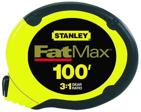 STANLEY 34-130 Measuring Tape, 100 ft L Blade, 3/8 in W Blade, Stainless Steel Blade, ABS Case, Black/Yellow Case [SKU: ORG2715407]