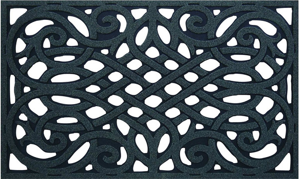 Simple Spaces 06ABSHE-15-3L Door Mat, 30 in L, 18 in W, Flock Dye Cut Pattern, Polyester Surface, Gray [SKU: ORG7429665]