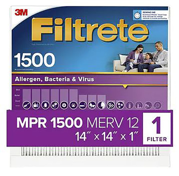 Filtrete UP11-4 Air Filter, 14 in L, 14 in W, 12 MERV, 1500 MPR [SKU: ORG3746880]