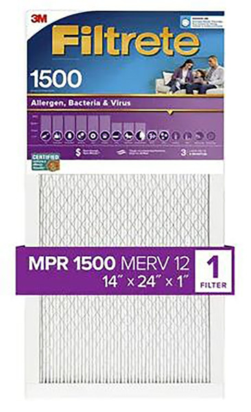 Filtrete UP23-4 Air Filter, 14 in L, 24 in W, 12 MERV, 1500 MPR [SKU: ORG3746906]