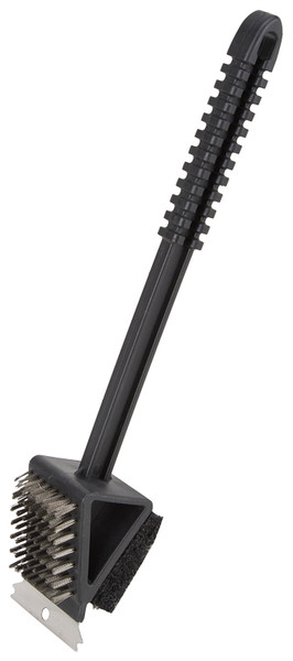 Omaha BBQ-37126 Two-Way Grill Brush/ Scrubber, 2-3/8 in L Brush, 2-1/4 in W Brush, Stainless Steel Bristle, 14 in L [SKU: ORG9359787]