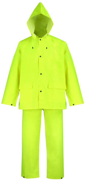 Diamondback OX025PU-XXXL Rain Suit, 3XL, 31-1/2 in Inseam, Polyester, Hi-Viz Yellow, Comfortable Oxford Polyester Collar [SKU: ORG2276699]