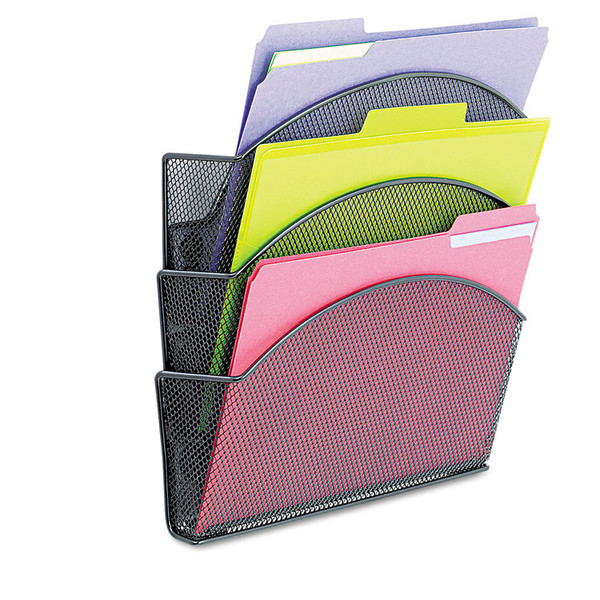 Onyx Magnetic Mesh Panel Accessories, 3 File Pocket, 13 x 4.25 x 13.5. Black [SKU: SAF4175BL]