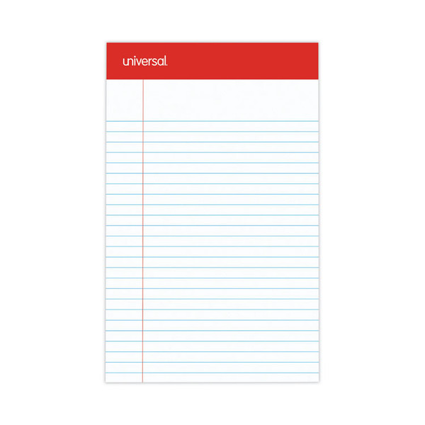 Perforated Ruled Writing Pads, Narrow Rule, Red Headband, 50 White 5 x 8 Sheets, Dozen [SKU: UNV46300]
