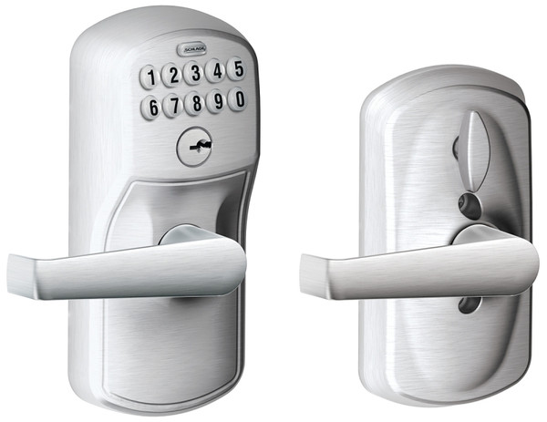 Schlage FE595CSV PLY/ELAN Keypad Lock with Flex-Lock, Metal, Satin, 2-3/8 x 2-3/4 in Backset [SKU: ORG5556535]