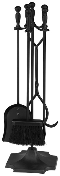Simple Spaces T51030BK-C3L Fireplace Tool Set, Black, 5-Piece [SKU: ORG0318188]