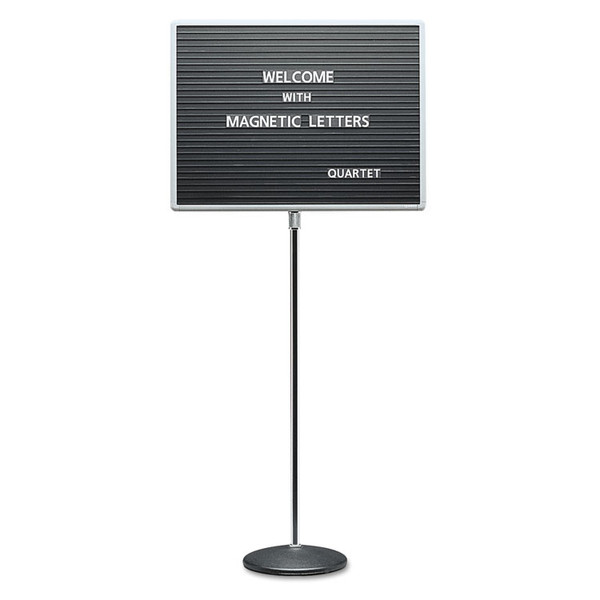 Adjustable Single-Pedestal Magnetic Letter Board, 24 x 18, Black, Gray Frame [SKU: QRT7921M]