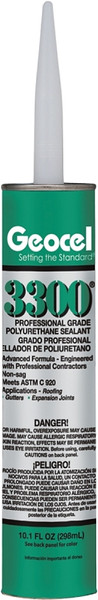 Geocel 3300 Series 68103 Polyurethane Sealant, Black, Liquid, 10.1 oz Cartridge [SKU: ORG6967228]