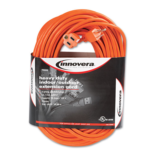 Indoor/Outdoor Extension Cord, 100 ft, 10 A, Orange [SKU: IVR72200]