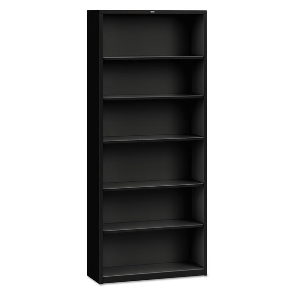 Metal Bookcase, Six-Shelf, 34.5w x 12.63d x 81.13h, Black [SKU: HONS82ABCP]