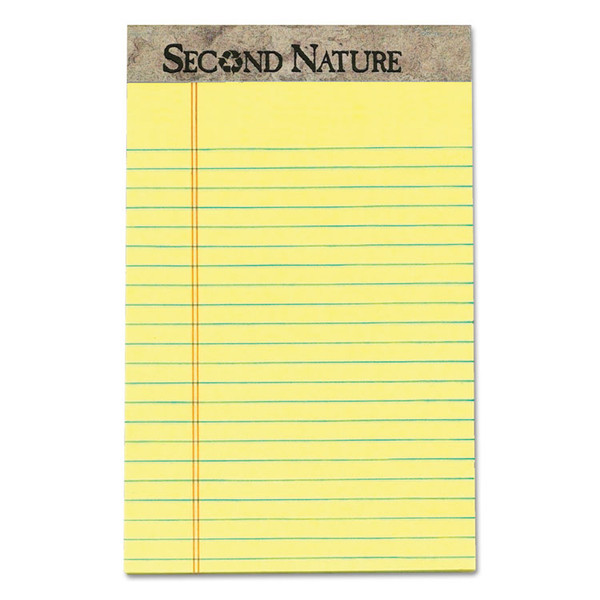 Second Nature Recycled Ruled Pads, Narrow Rule, 50 Canary-Yellow 5 x 8 Sheets, Dozen [SKU: TOP74840]