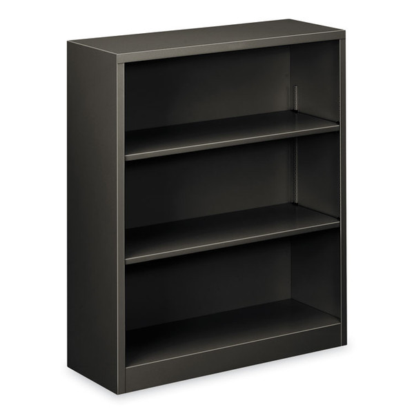 Metal Bookcase, Three-Shelf, 34.5w x 12.63d x 41h, Charcoal [SKU: HONS42ABCS]