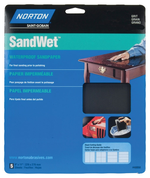 NORTON 48080 Sanding Sheet, 9 in L, 11 in W, 320 Grit, Super Fine, Aluminum Oxide Abrasive [SKU: ORG3307006]