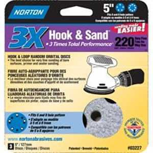 NORTON 03227 Sanding Disc, 5 in Dia, 11/16 in Arbor, Coated, P220 Grit, Very Fine, Alumina Ceramic Abrasive [SKU: ORG3308194]