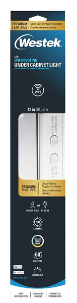 Westek Pro Pivot PPCCT-L12W-WIFI Wi-Fi Under Cabinet Strip Light, 120 VAC, 9 W, LED Lamp, 700 Lumens [SKU: ORG7450539]