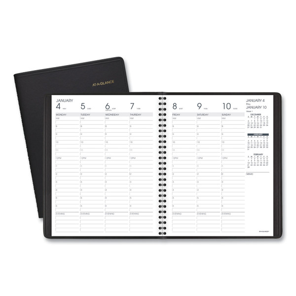 Weekly Vertical-Column Appointment Book Ruled for Hourly Appointments, 8.75 x 7, Black Cover, 13-Month (Jan-Jan): 2024-2025 [SKU: AAG7086505]