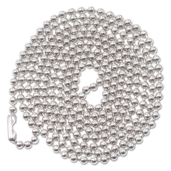 ID Badge Holder Chain, Metal Ball Chain Fastener, 36" Long, Nickel Plated, 100/Box [SKU: AVT75417]