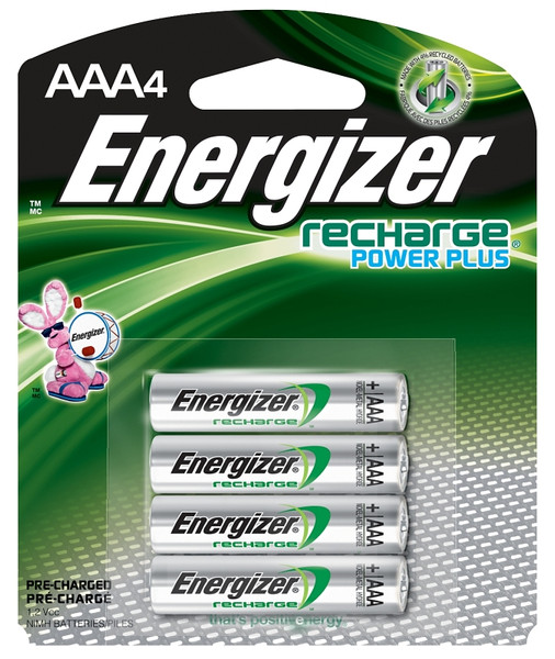 Energizer NH12BP-4 Rechargeable Battery, 1.2 V Battery, 850 mAh, AAA Battery, Nickel-Metal Hydride [SKU: ORG5012828]