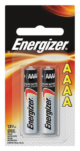 Energizer E96 E96-BP-2 Battery, 1.5 V Battery, 150 mAh, AAAA Battery, Alkaline, Manganese Dioxide, Zinc [SKU: ORG3714474]