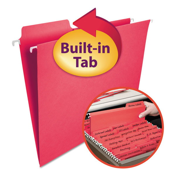 FasTab Hanging Folders, Letter Size, 1/3-Cut Tabs, Red, 20/Box [SKU: SMD64096]