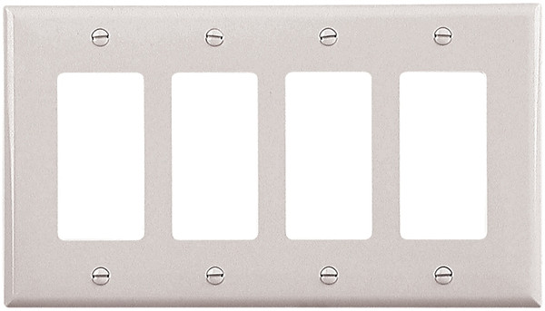 Eaton Wiring Devices PJ264W Wallplate, 4.87 in L, 8.56 in W, 4 -Gang, Polycarbonate, White, High-Gloss [SKU: ORG4304309]