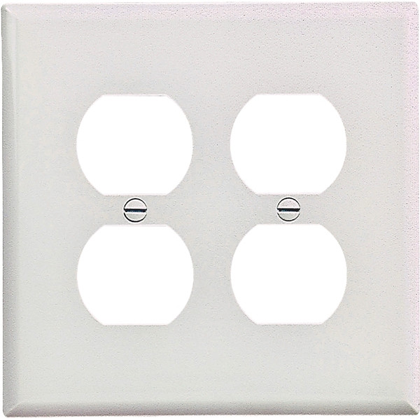 Eaton Wiring Devices PJ82W Duplex and Single Receptacle Wallplate, 4-7/8 in L, 4-15/16 in W, 2 -Gang, Polycarbonate [SKU: ORG6862114]