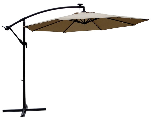 Seasonal Trends UMSCS10BKOBD-04 Solar Offset Taupe Umbrella, 2.5m/98.43 in H, 10 ft W Canopy, 10 ft L Canopy [SKU: ORG7223894]