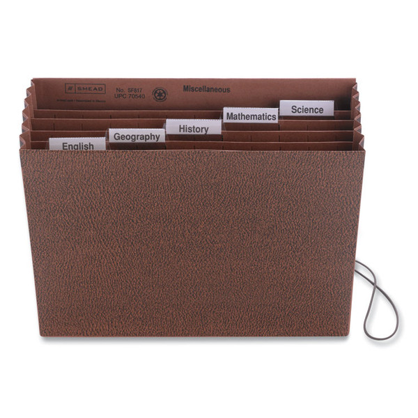 Six-Pocket Subject File with Insertable Tabs, 5.25" Expansion, 6 Sections, Elastic Cord, 1/5-Cut Tabs, Letter Size, Redrope [SKU: SMD70540]