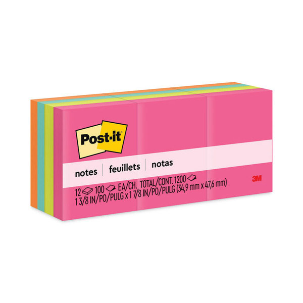 Original Pads in Poptimistic Collection Colors, 1.38" x 1.88", 100 Sheets/Pad, 12 Pads/Pack [SKU: MMM653AN]