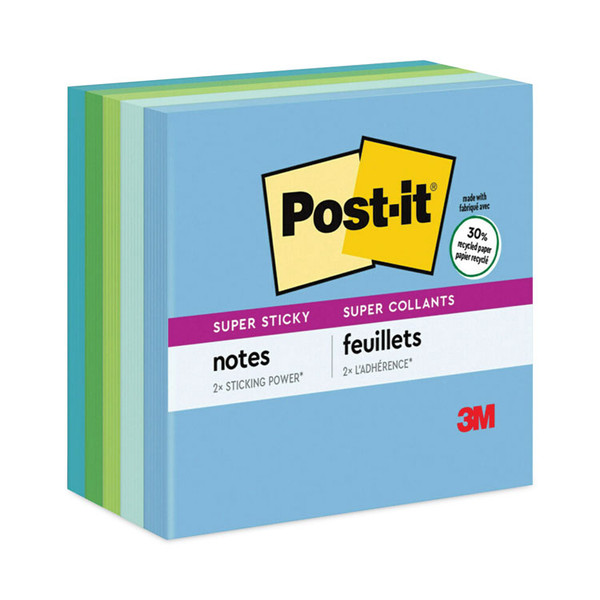 Recycled Notes in Oasis Collection Colors, 3" x 3", 90 Sheets/Pad, 5 Pads/Pack [SKU: MMM6545SST]